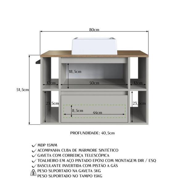 Imagem de Conjunto para Banheiro Gabinete Suspenso 80cm com Cuba Espelheira com Toalheiro Cj8010.20