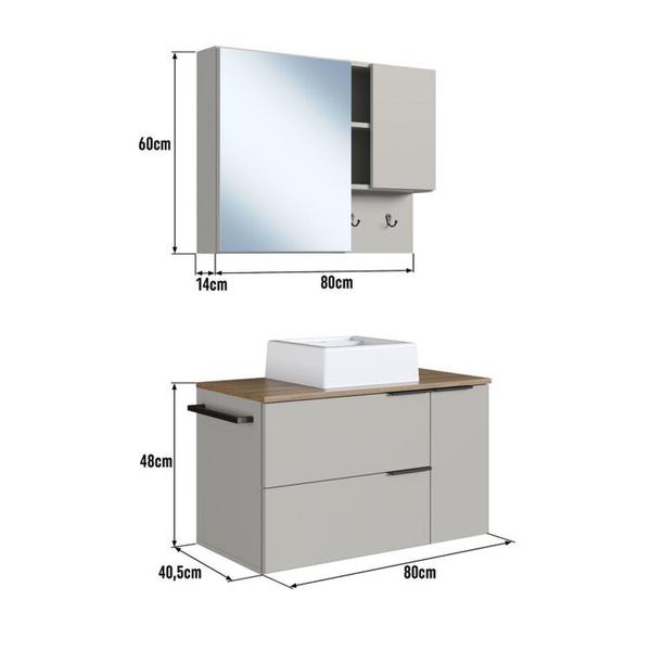 Imagem de Conjunto para Banheiro Gabinete Suspenso 80cm com Toalheiro Cuba e Espelheira Cj8020.10 Mel/Arenas