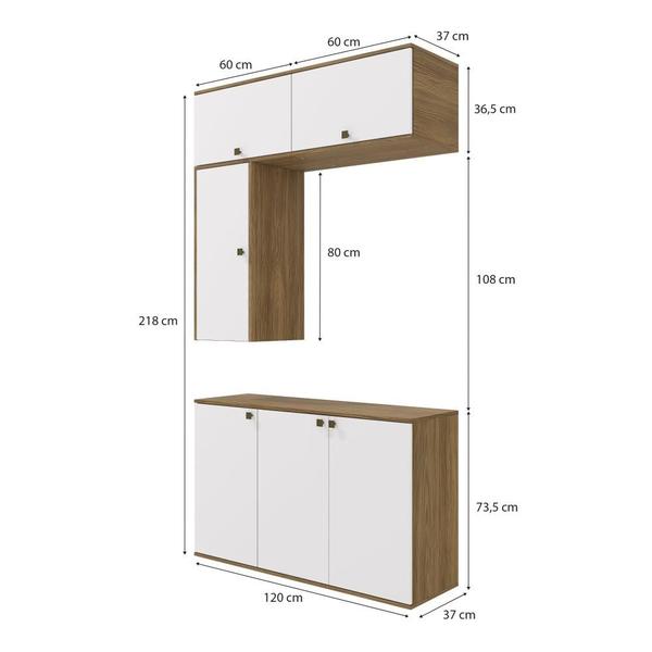 Imagem de Conjunto para Banheiro Kappesberg Celeste 4 Peças Nogueira/Branco 120cm