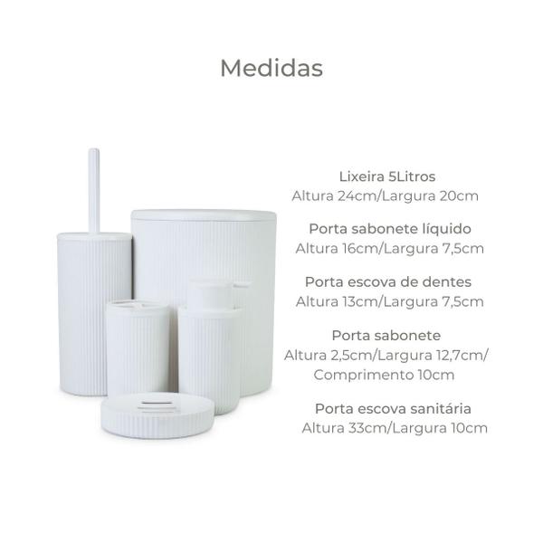 Imagem de Conjunto Para Banheiro Lavabo Luxo 5pçs Mood Branco Nobre