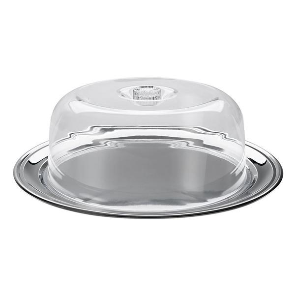 Imagem de Conjunto para Bolo 2 Peças Prato Inox 32cm e Cúpula transparente Petúnia Brinox