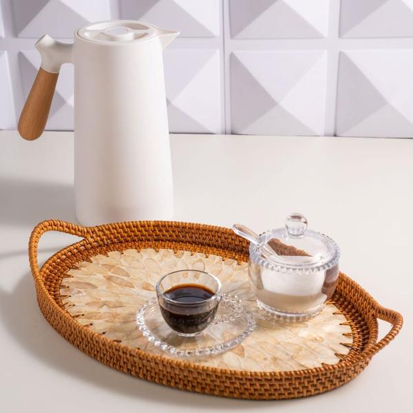 Imagem de Conjunto Para Café Da Manhã Com Xícaras De Chá Meleira E Açucareiro Cristal