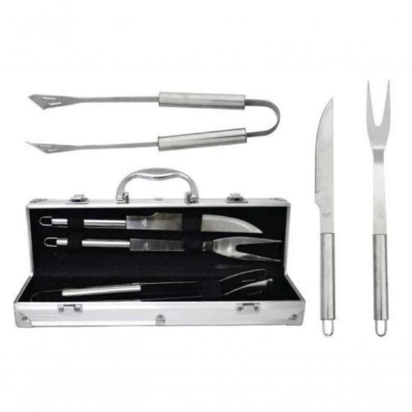 Imagem de Conjunto Para Churrasco De Inox Na Maleta Com 3 Pcs