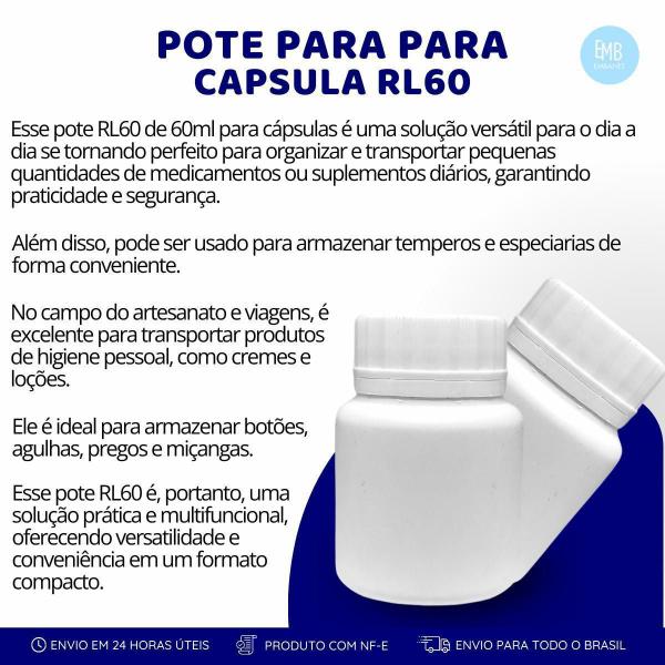 Imagem de Conjunto Para Comprimidos 10 Potes 60Ml Com Tampa Lacre