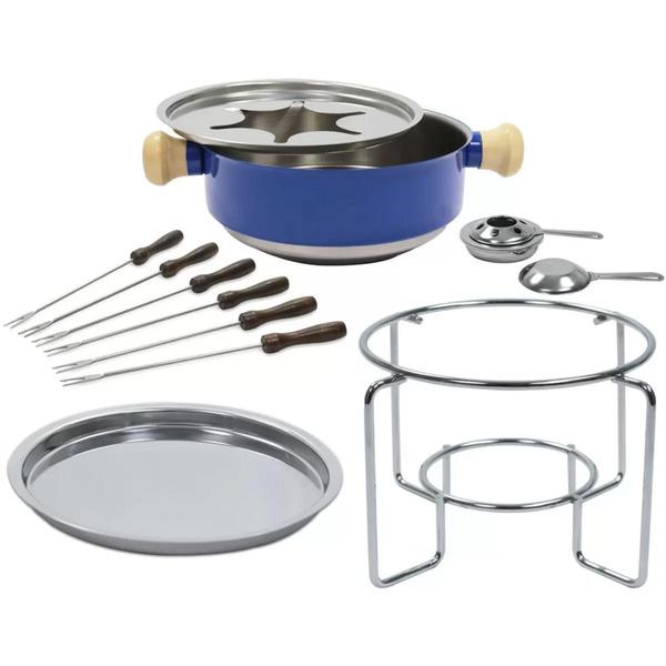 Imagem de Conjunto para Fondue de Inox Colors Azul 12 Peças - Ravinox