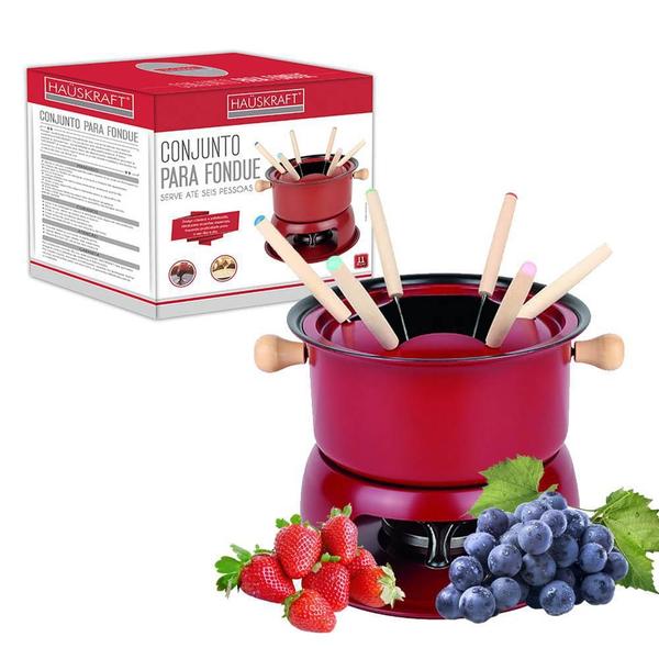 Conjunto Para Fondue Lucerna Vermelho 11 Peças Hauskraft Imagem de Conjunto Para Fondue Lucerna Vermelho 11 Peças Hauskraft