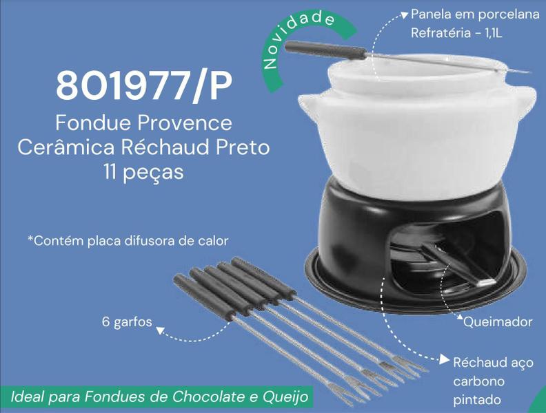 Imagem de Conjunto Para Fondue Provence Cerâmica Queijo Chocolate 11Pç