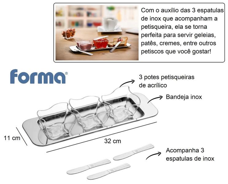 Imagem de Conjunto Para Molhos Petisco 7 Peças Petisqueira Inox Servir Cumbuca Potes Condimentos Pastas Creme Ante Pastos