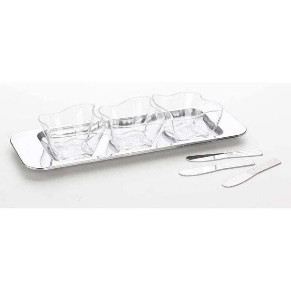 Imagem de Conjunto Para Molhos Petisco 7 Peças Petisqueira Inox Servir Cumbuca Potes Condimentos Pastas Creme Ante Pastos