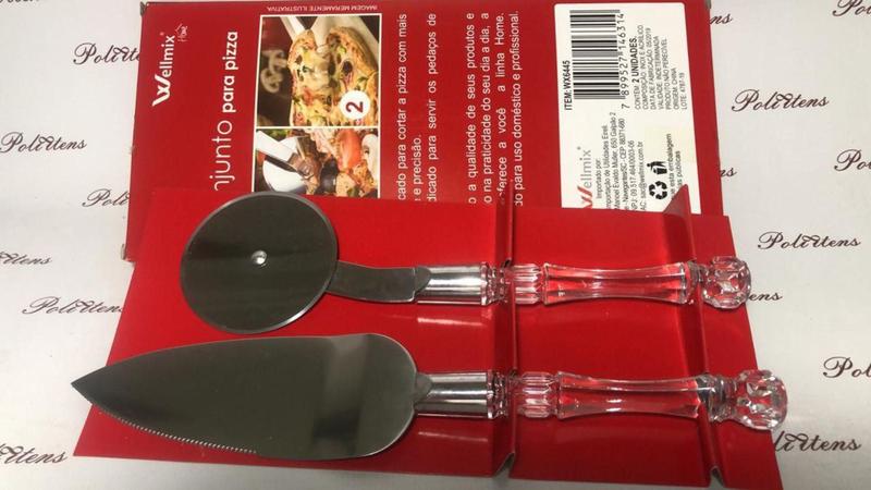 Conjunto Para Pizza Com Espatula 27,5cm + Cortador 24cm - Wellmix Imagem de Conjunto Para Pizza Com Espatula 27,5cm + Cortador 24cm - Wellmix