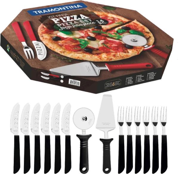 Imagem de Conjunto para Pizza Inox 14 Peças Preto - Tramontina