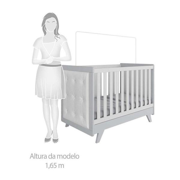 Imagem de Conjunto para Quarto de Bebê com Cômoda 1 Porta com Janela e Berço com Capitone Retrô Móveis Peroba Branco Brilho/Cinza/material sintético Branco