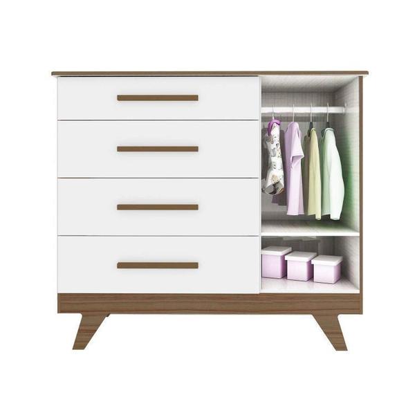 Conjunto para Quarto de Bebê com Cômoda e Berço com Capitone Retrô Móveis Peroba Branco Brilho/Carvalho/Pena Areia Imagem de Conjunto para Quarto de Bebê com Cômoda e Berço com Capitone Retrô Móveis Peroba Branco Brilho/Carvalho/Pena Areia