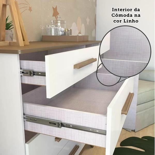 Conjunto para Quarto de Bebê com Cômoda e Berço com Capitone Retrô Móveis Peroba Branco Brilho/Carvalho/Pena Areia Imagem de Conjunto para Quarto de Bebê com Cômoda e Berço com Capitone Retrô Móveis Peroba Branco Brilho/Carvalho/Pena Areia