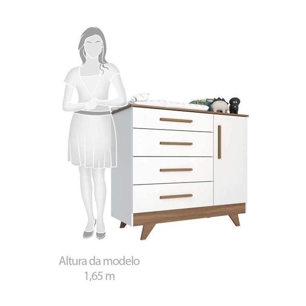 Conjunto para Quarto de Bebê com Cômoda e Berço com Capitone Retrô Móveis Peroba Branco Brilho/Carvalho/Pena Areia Imagem de Conjunto para Quarto de Bebê com Cômoda e Berço com Capitone Retrô Móveis Peroba Branco Brilho/Carvalho/Pena Areia
