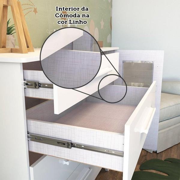 Imagem de Conjunto para Quarto de Bebê Cômoda 1 Porta com Janela e Berço com Capitone Retrô Jolie Branco/Brilho