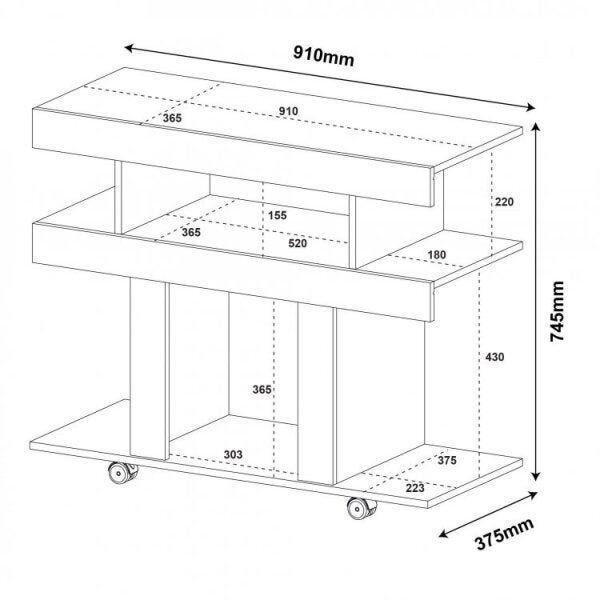 Imagem de Conjunto para Sala de Estar com Rack, Mesa de Centro e Mesa de Apoio Guaíba Artely