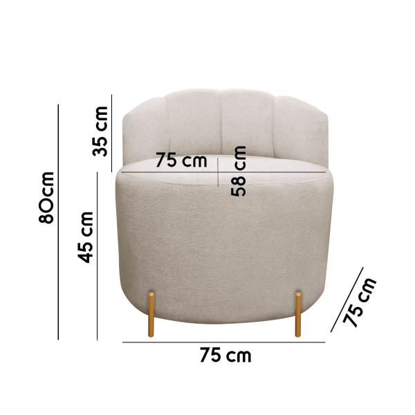 Imagem de Conjunto para Sala Sofá 1,45 e 2 Poltronas Orgânicas Grecia Bouclê Bege SOFA STORE