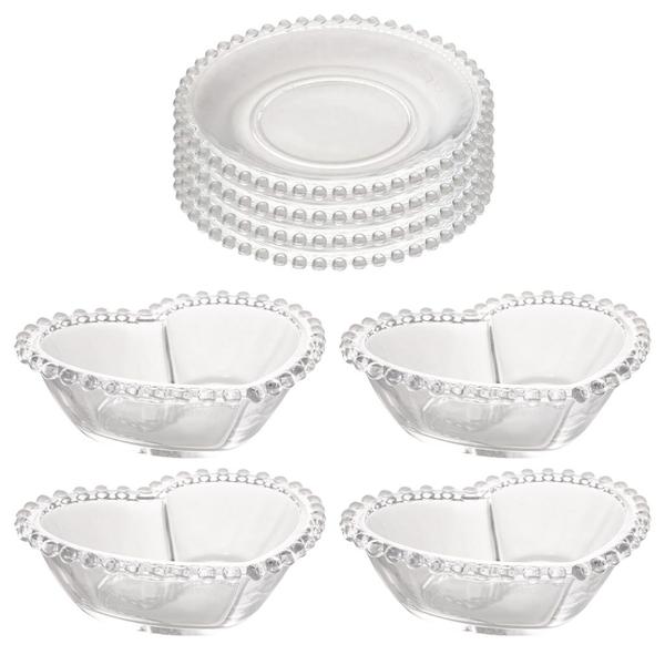 Imagem de Conjunto Para Servir Com Bowls Coração Pearl E Pratos De Sobremesa 20cm