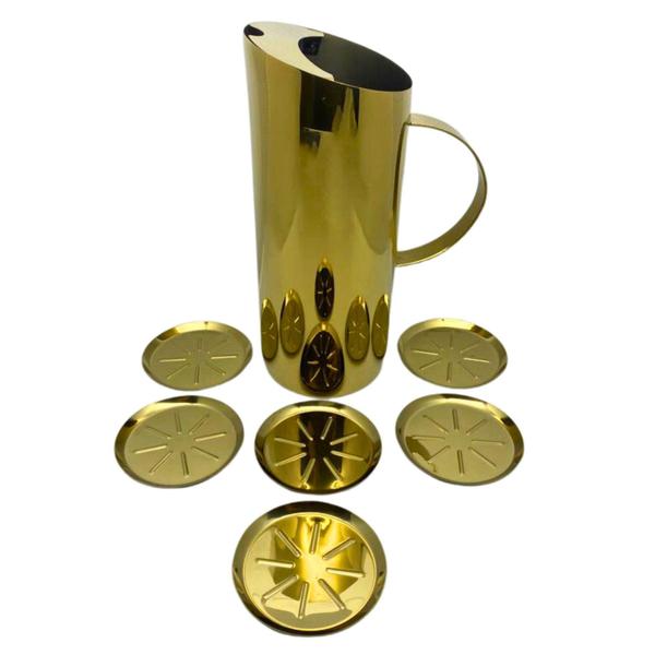 Imagem de Conjunto Para Suco Aço Inox Dourado Fineza