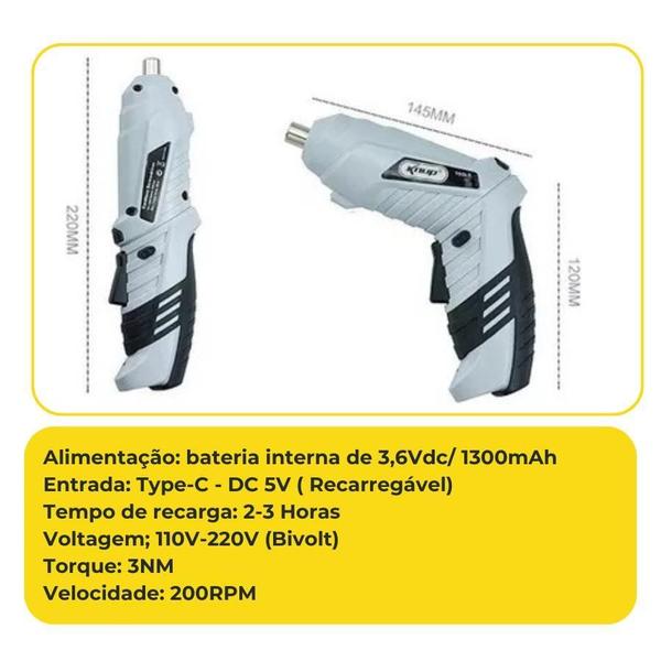 Imagem de Conjunto Parafusadeira Sem Fio Eletrica: Potência Móvel Sem