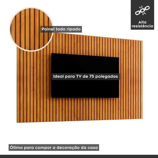 Imagem de Conjunto Penteadeira Camarim 5 Gavetas Bulgária e Painel para TV até 75 Polegadas Ripado Naturale