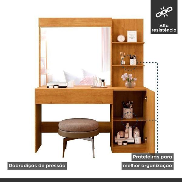 Imagem de Conjunto Penteadeira Camarim Londres New e Cabeceira para Cama King em MDP Paris Naturale