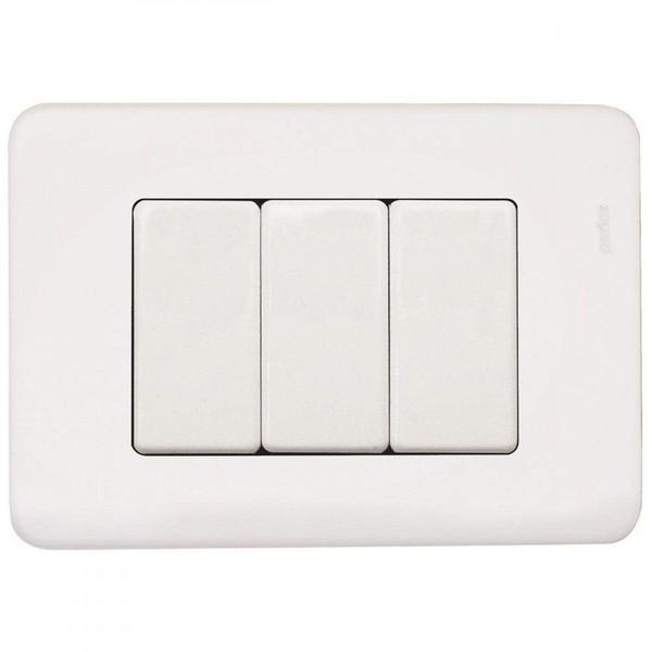 Imagem de Conjunto Perlex Aros 4X2 Branco Com Placa(3Simples)  7383