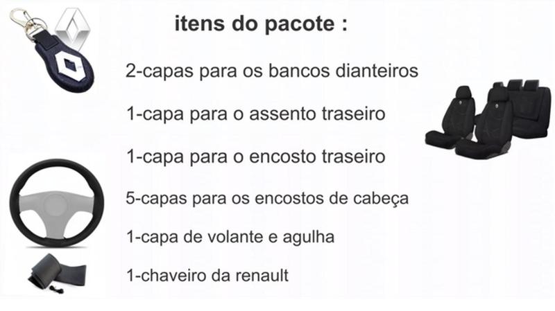 Imagem de Conjunto Personalizado Alto Padrão Logan 2008-2017 + Volante + Chaveiro Tecido