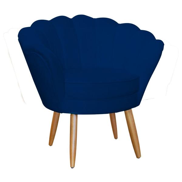 Imagem de Conjunto Pétala Namoradeira e 2 Poltronas Para Sala de Estar Suede Azul Marinho - DL Decor