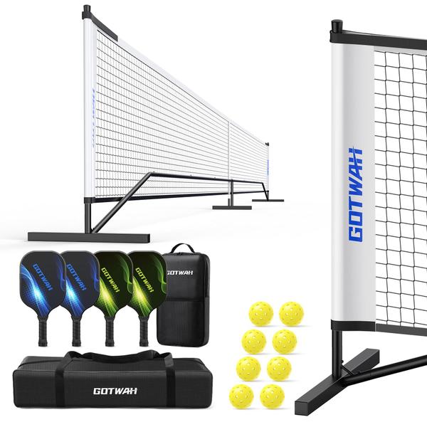 Imagem de Conjunto Pickleball GOTWAH Portable com rede de 22 pés, pás e bolas