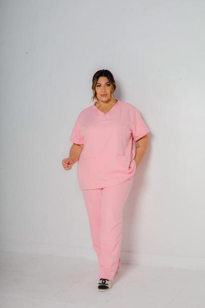 Imagem de Conjunto Pijama Scrub Plus Size  Cirúrgico Hospitalar Unissex Gabardine Marsala Rose Carcelin, Tecido não amassa PH - S