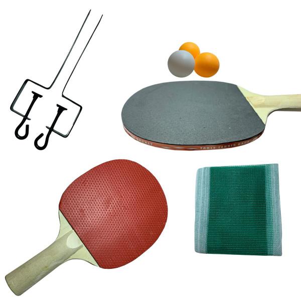 Imagem de Conjunto Ping Pong Tênis de Mesa Brinquedo Infantil Divertido com 3 bolinhas 2 Raquetes e Redinha com Suporte