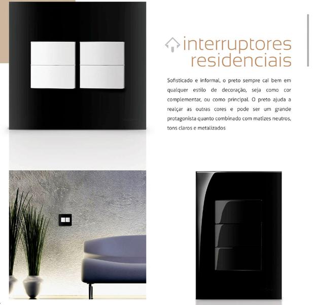 Conjunto Placa 4x4 6 Interruptores Paralelos Preto Fosco EBONY CLEAN - Margirius Imagem de Conjunto Placa 4x4 6 Interruptores Paralelos Preto Fosco EBONY CLEAN