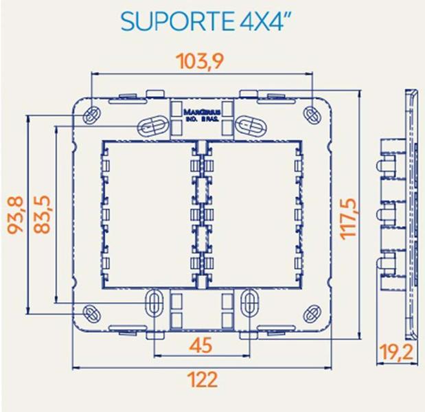 Imagem de Conjunto Placa 4x4 6 tomadas 10a 127v~220v B3