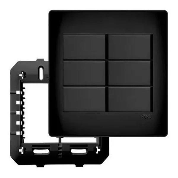 Imagem de Conjunto Placa 4x4 Com 6 Interruptor Paralelo 16a Black Fame