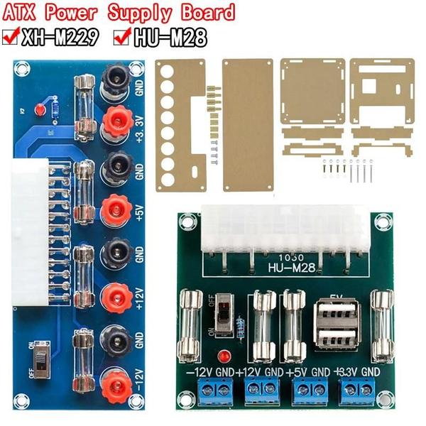 Imagem de Conjunto Placa Adaptadora Para Fonte Atx 20 24 Pinos Fonte De Bancada + Case