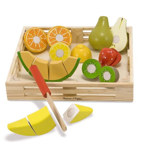 Imagem de Conjunto Play Food Cutting Fruit 18 unidades com caixa de madeira Melissa & Doug