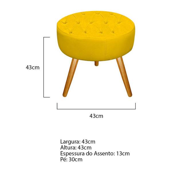 Imagem de Conjunto Poltrona Cadeira e Puff Nanda Capitonê Decorativa Sala Recepção material sintético Amarelo - DAMAFFÊ MÓVEIS