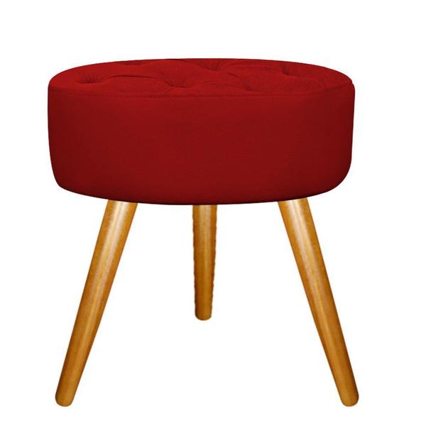 Imagem de Conjunto Poltrona Cadeira e Puff Nanda Capitonê Decorativa Sala Recepção Suede Vermelho - KDAcanto Móveis