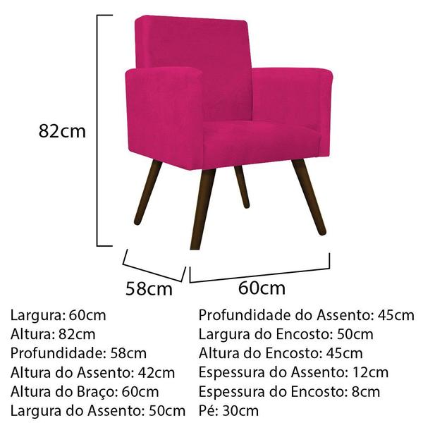 Imagem de Conjunto Poltrona Decorativa Arenzza e Puff Sofia Palito Tabaco Suede Pink - DAMAFFÊ MÓVEIS