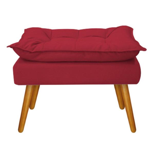 Imagem de Conjunto Poltrona Decorativa e Puff Zatti Palito Mel Sala de Espera Suede Vermelho - DAMAFFÊ MÓVEIS