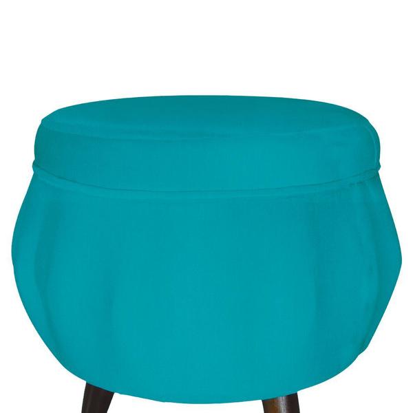 Imagem de Conjunto Poltrona Estofada Com Puff Sala de Estar Pétala Suede Azul Turquesa - DL Decor