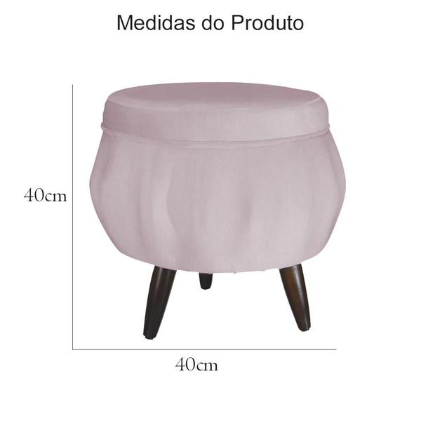 Imagem de Conjunto Poltrona Estofada Com Puff Sala de Estar Pétala Suede Rose - DL Decor