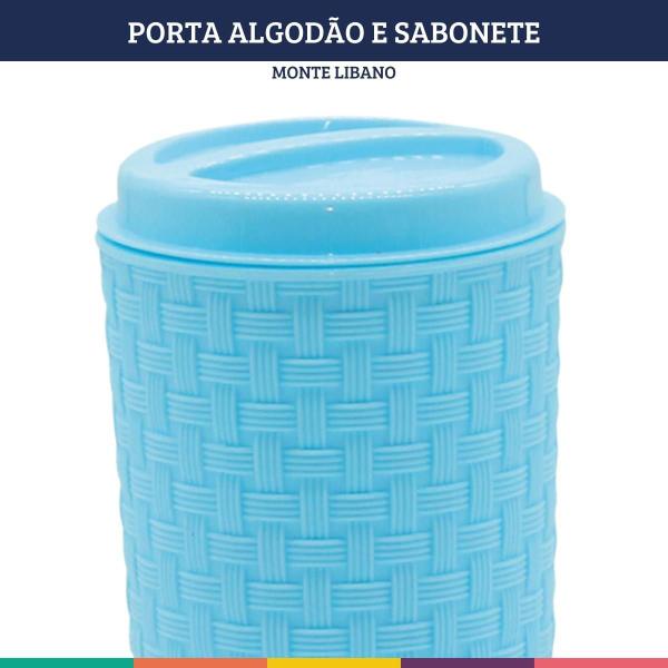 Imagem de Conjunto Porta Algodão e Sabonete Líquido Rattan Azul