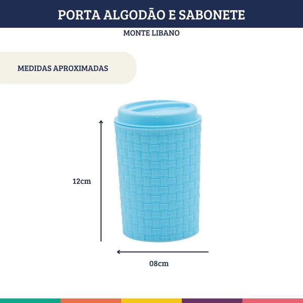 Imagem de Conjunto Porta Algodão e Sabonete Líquido Rattan Azul