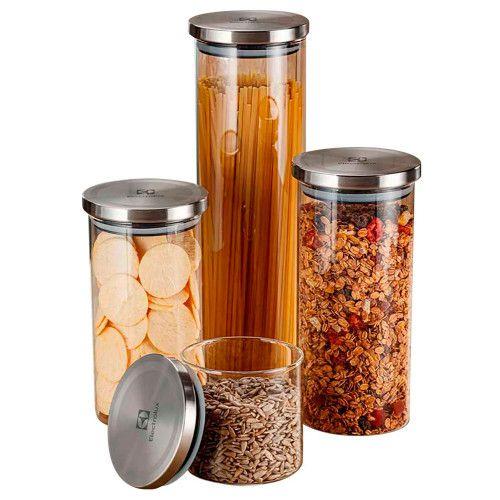 Conjunto Porta Mantimento de Vidro Electrolux Tampa Inox 4 Peças Imagem de Conjunto Porta Mantimento de Vidro Electrolux Tampa Inox 4 Peças