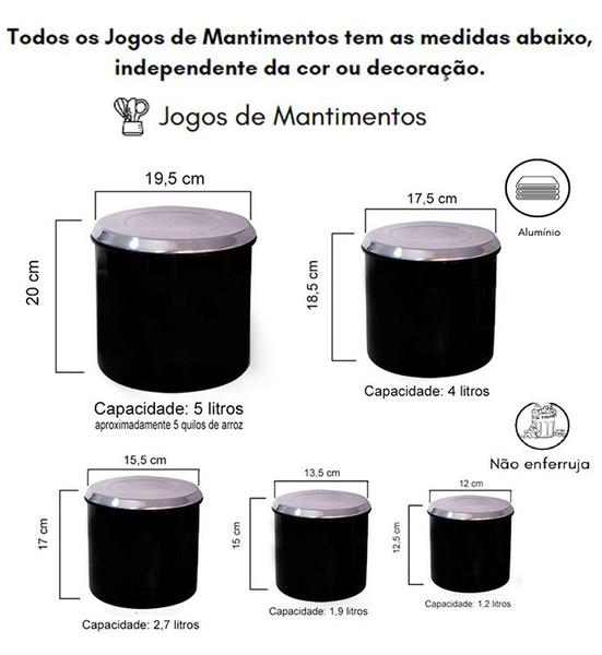 Conjunto Porta Mantimentos Em Alumínio 5 Peças POA - JHS Kit Mantimentos Cozinha Imagem de Conjunto Porta Mantimentos Em Alumínio 5 Peças POA