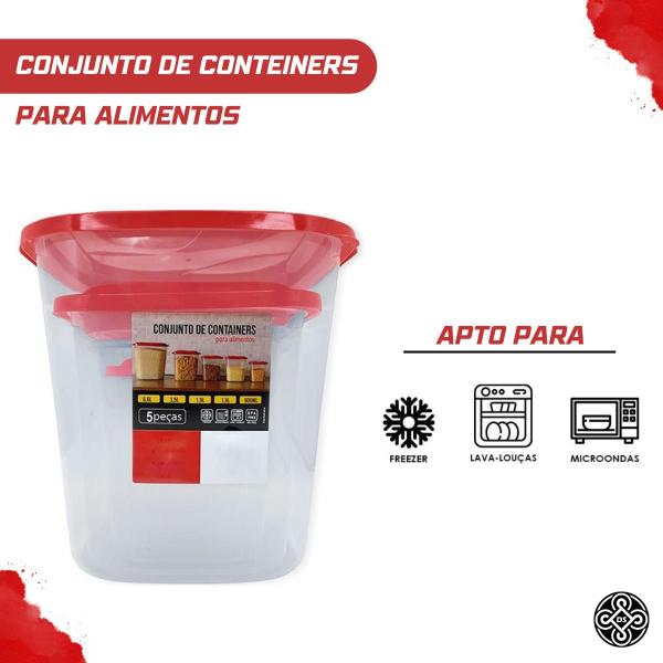 Imagem de Conjunto Porta Mantimentos Potes Kit Com 5 Peças