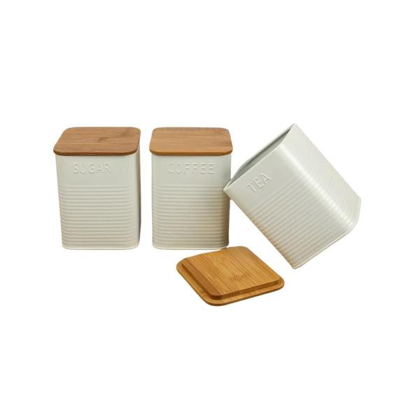 Imagem de Conjunto Porta Pão Bambu 3 Potes White Bh23353